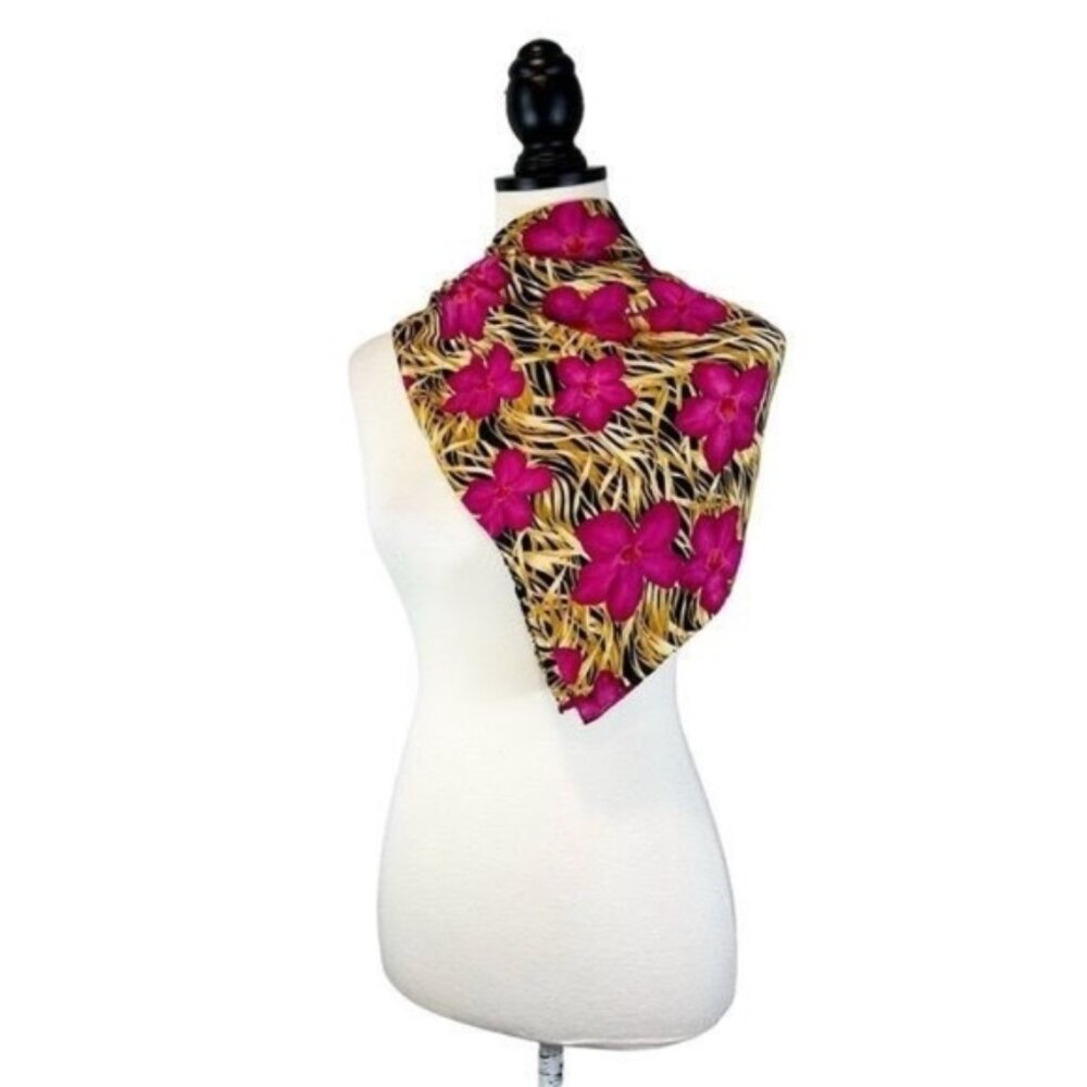Fuchsia Floral Silk Scarf - Women Accessories